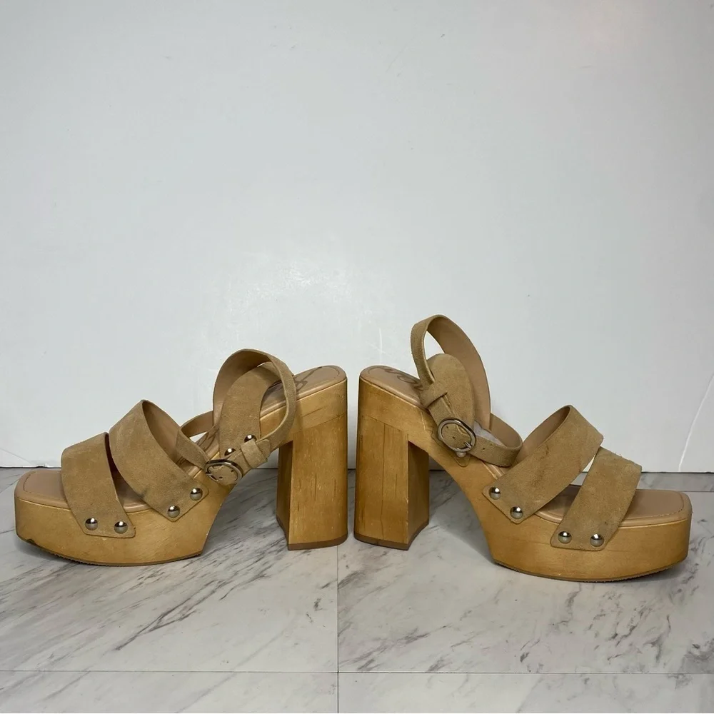 Sam Edelman Rosalind Tan Platform Heeled Sandal 9.5